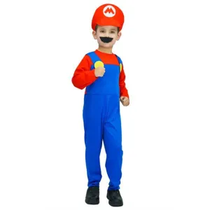 Kids Red Plumber Boy Mario Costume