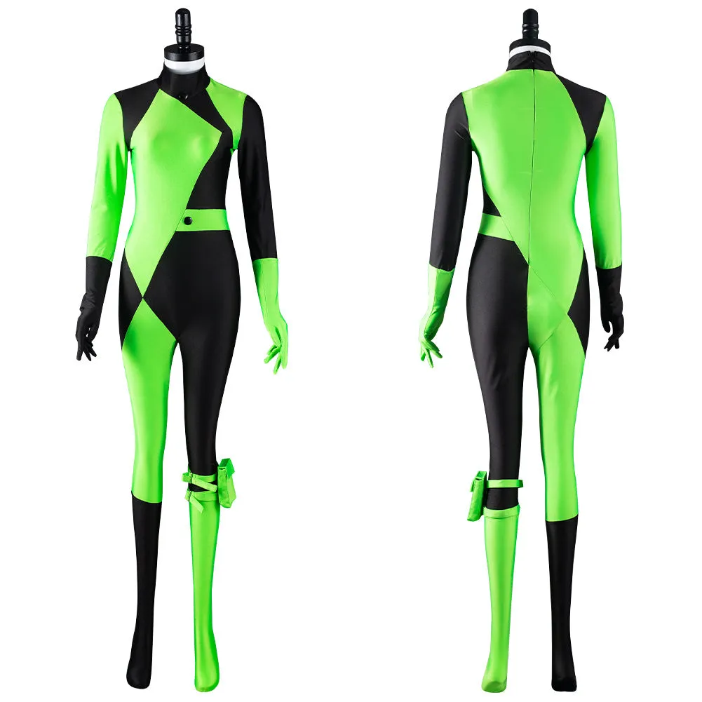 Kim Possible Shego Adult Jumpsuit Halloween Carnival Suit Outfits Cosplay Costume