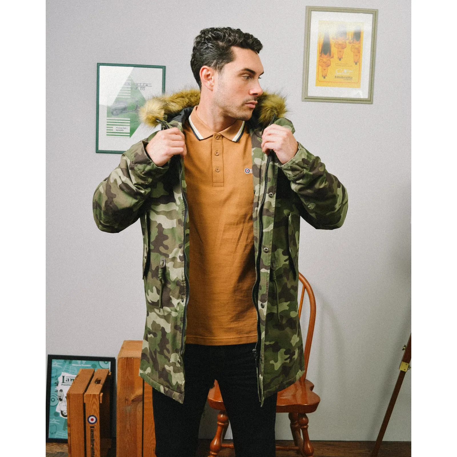 Lambretta Mens Camo Parka Jacket