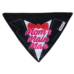 Lana Paws Mom's Main Man Adjustable Dog Bandana/Scarf, Black, White, Red