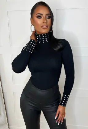 Lavish Affair Black Diamond Gem Collar And Cuff Jumper