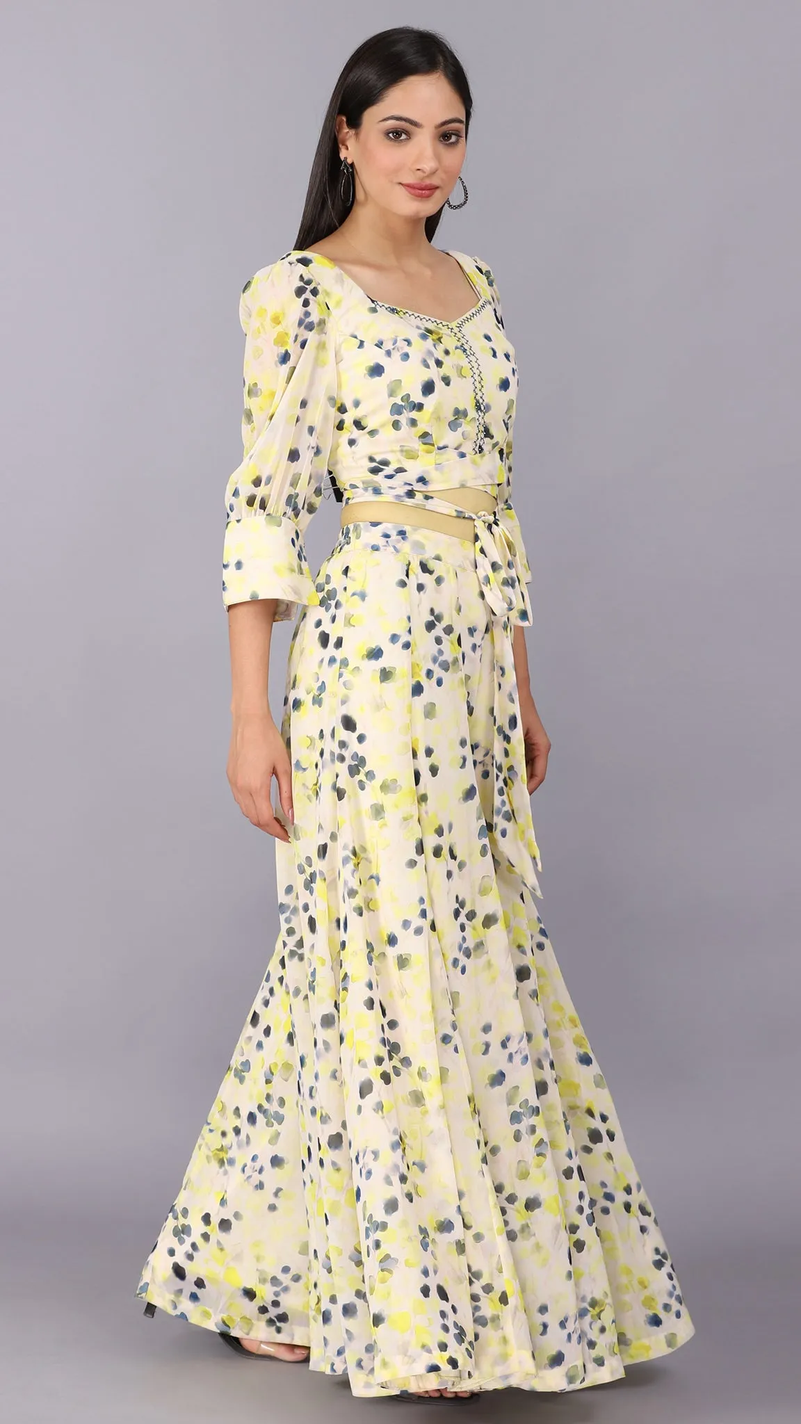 Lemon Embroidered Puff Sleeves