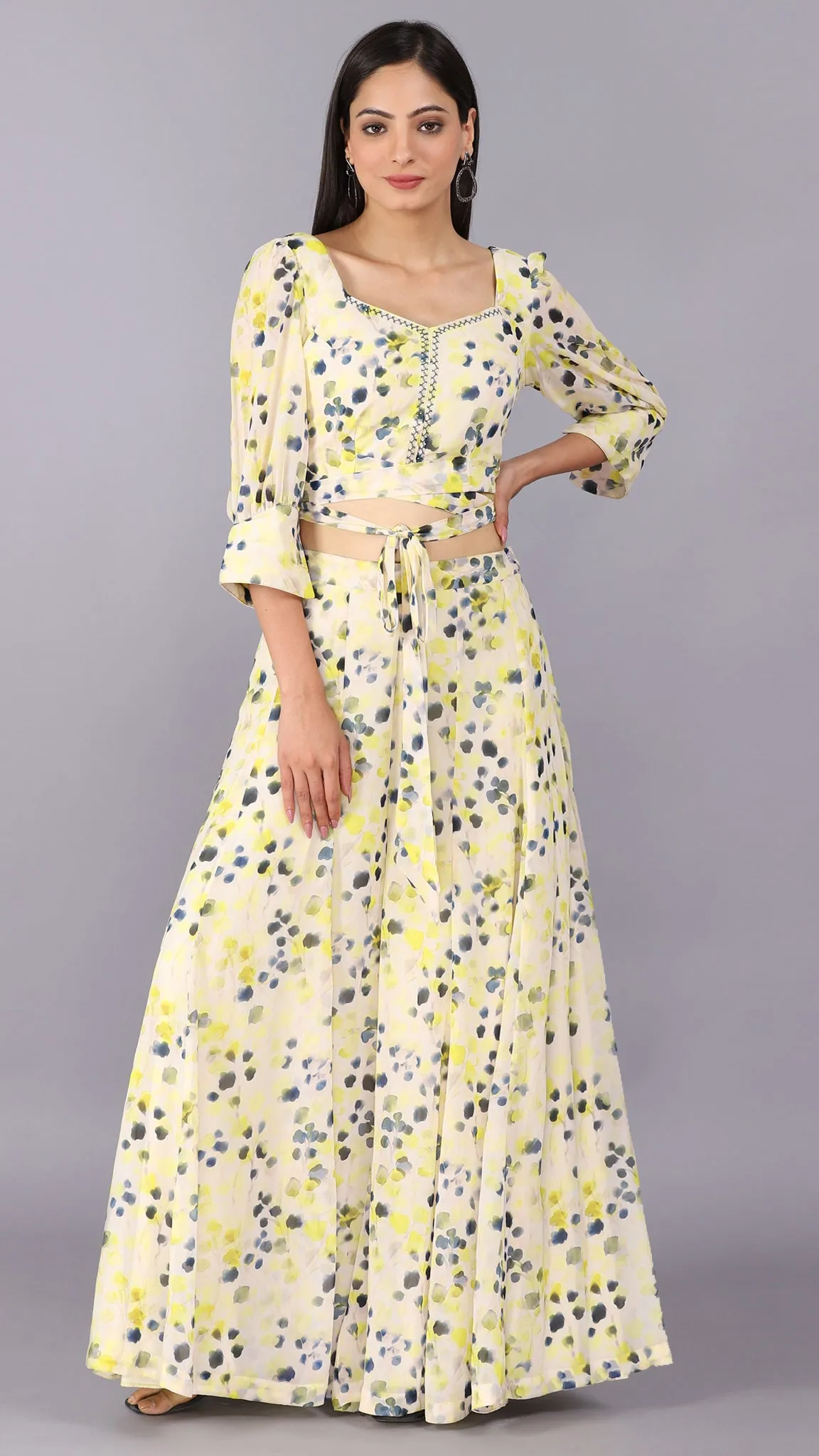 Lemon Embroidered Puff Sleeves