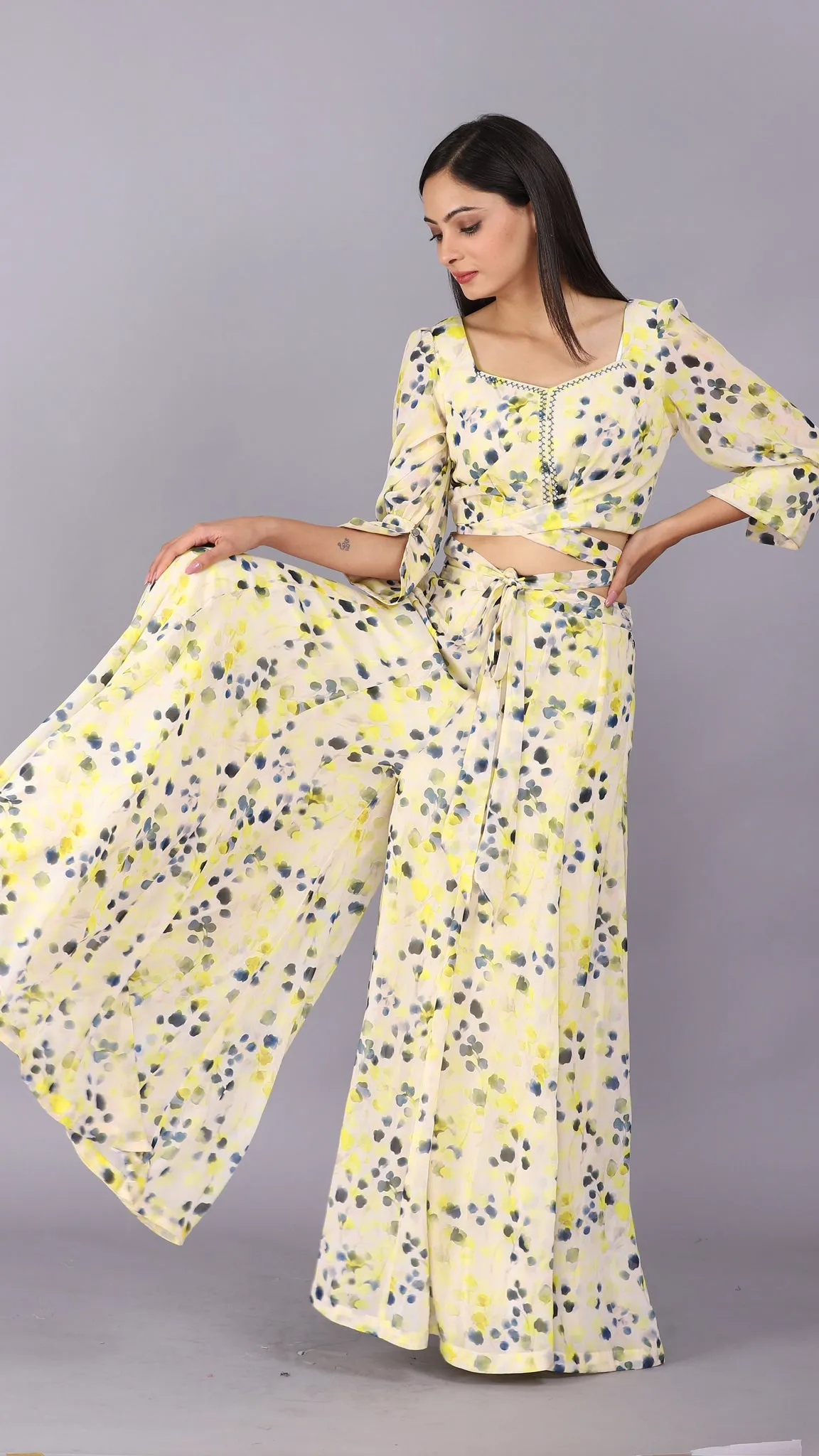 Lemon Embroidered Puff Sleeves