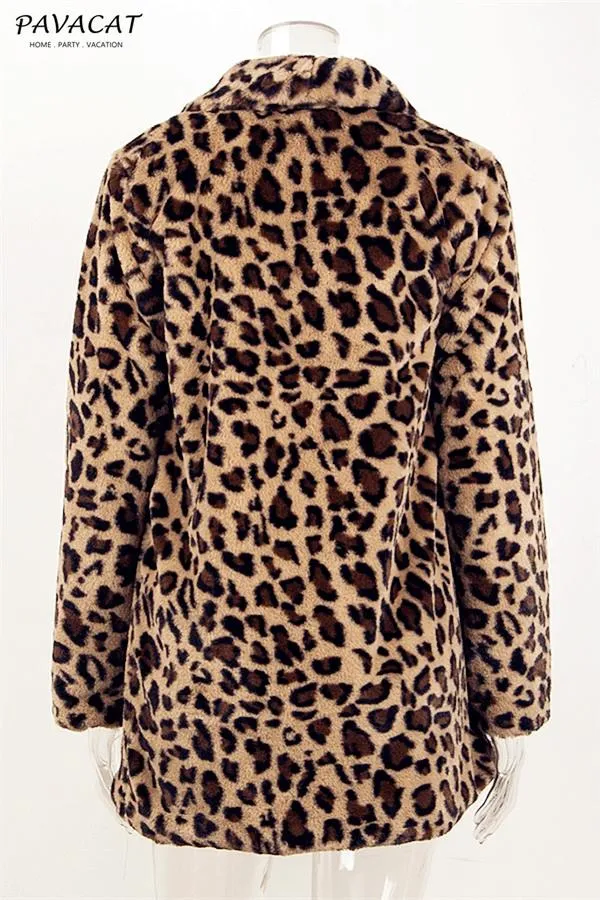 Leopard Artificial Fur Long Cardigan