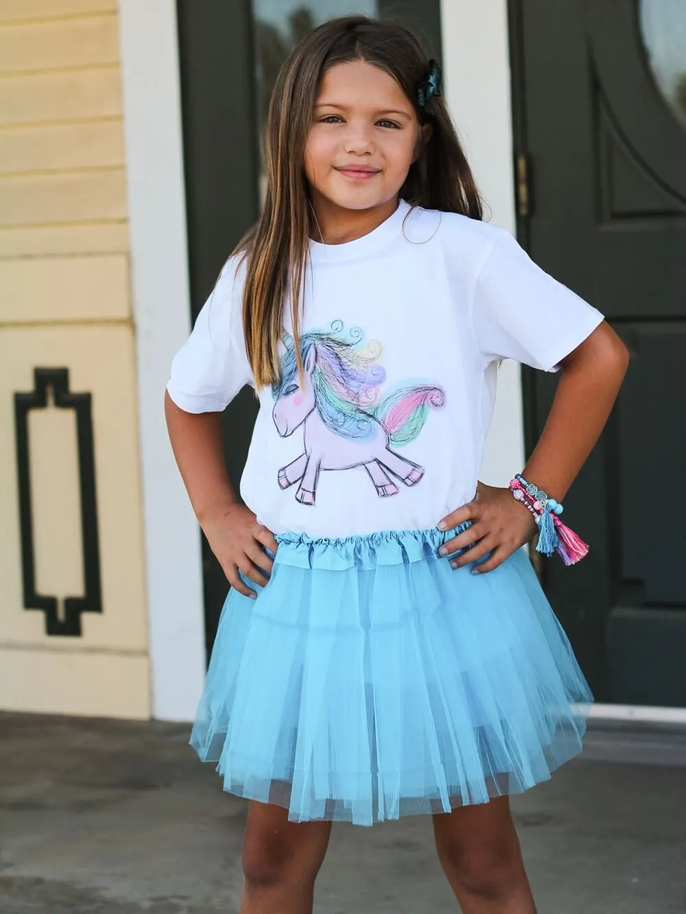 Light Blue Tutu Skirt - Kids Size 3-Layer Tulle Basic Ballet Dance Costume Tutus for Girls