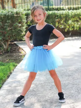 Light Blue Tutu Skirt - Kids Size 3-Layer Tulle Basic Ballet Dance Costume Tutus for Girls