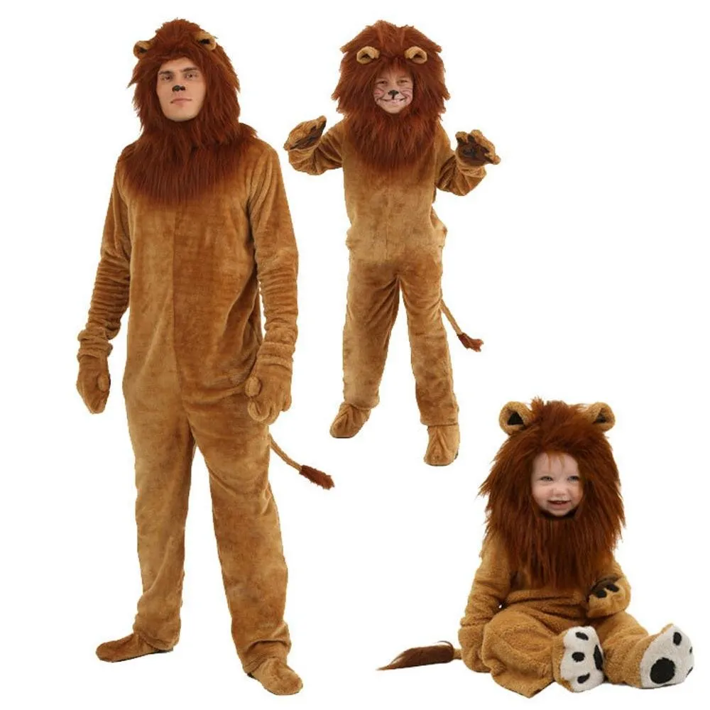 lion costume wizard of oz real animal party Cosplay Adult Kids Matching