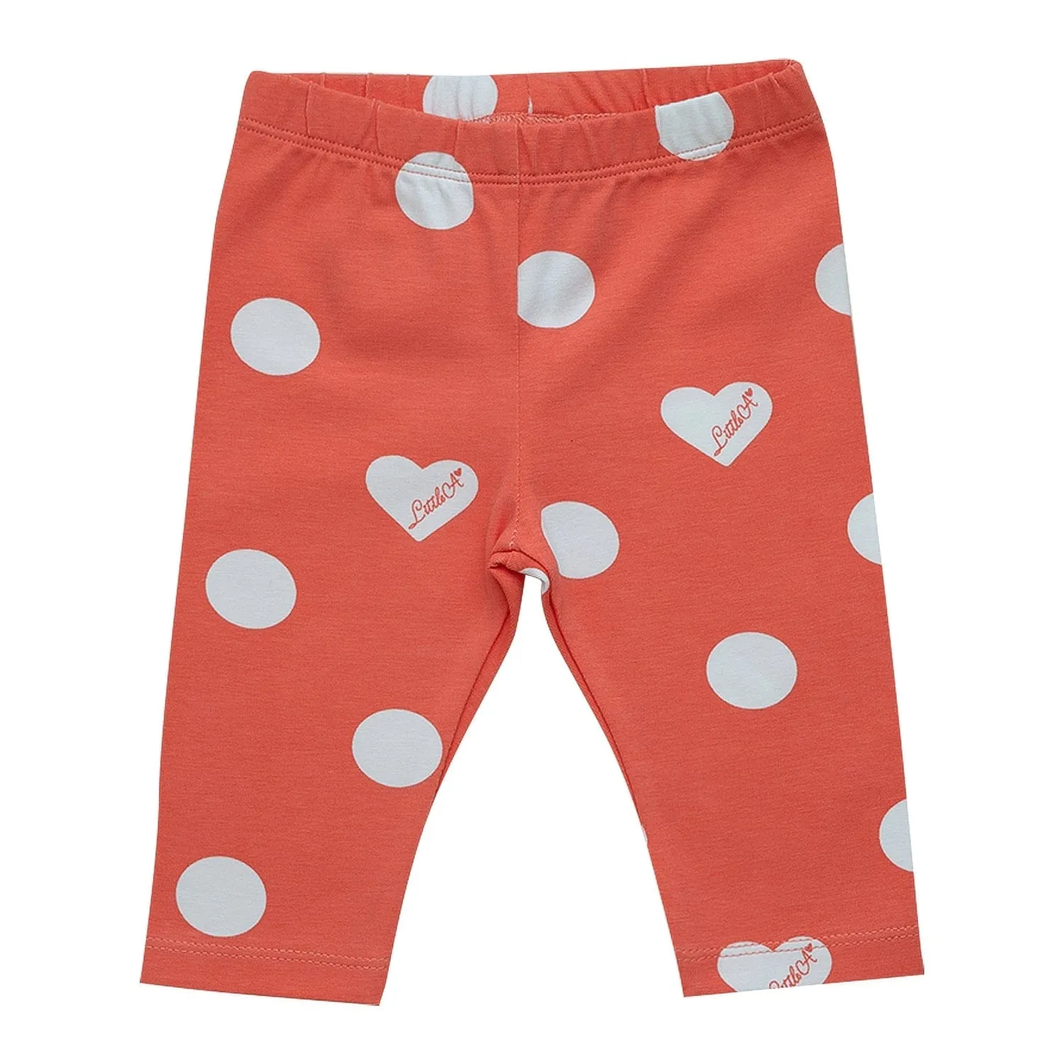 LITTLE A - Hannah Pretty Polka Check Legging Set - Coral