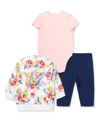 Little Me Floral 3pc Hoodie Set