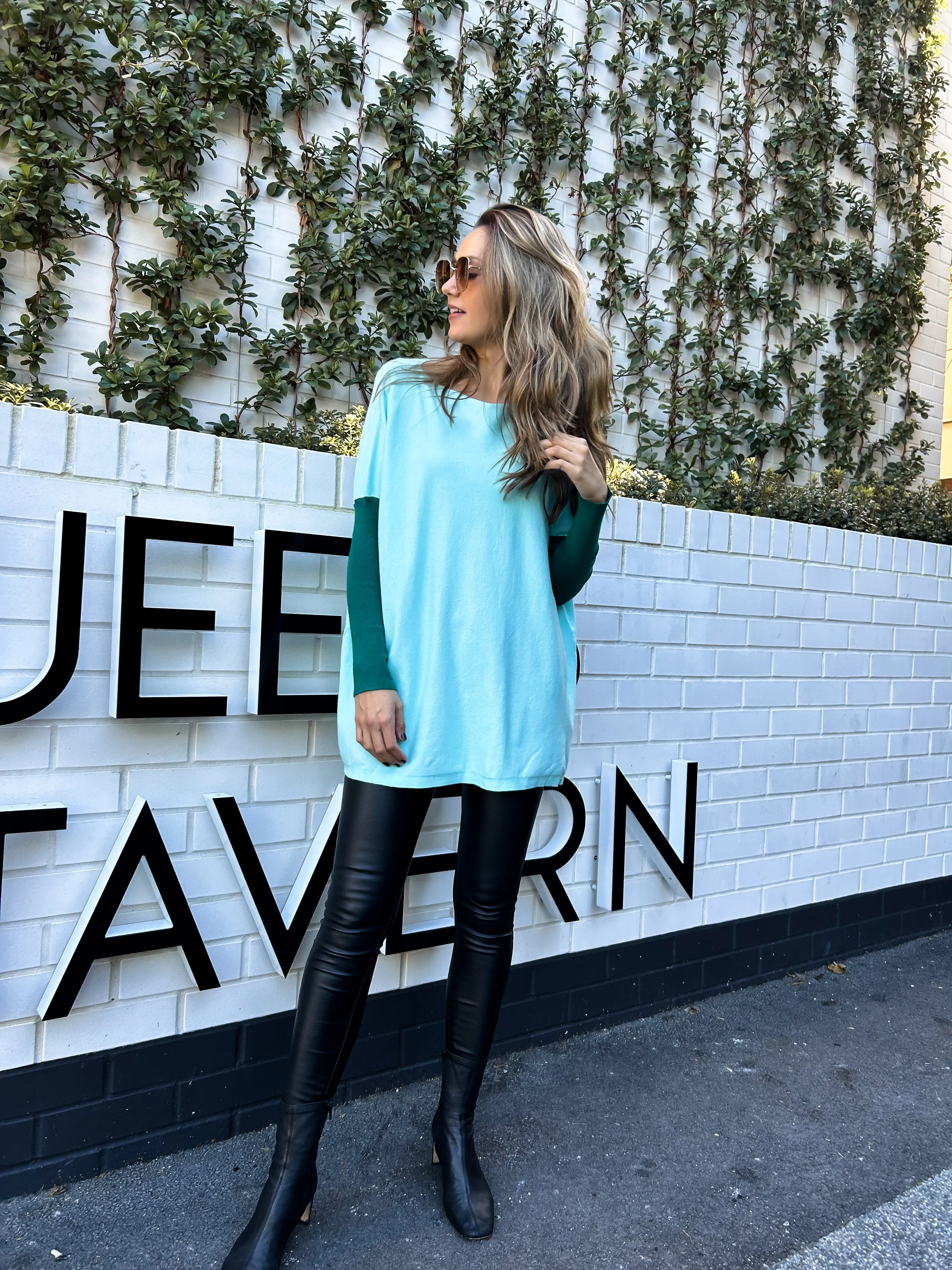 LOLA Tunic Knit - Turquoise/Emerald