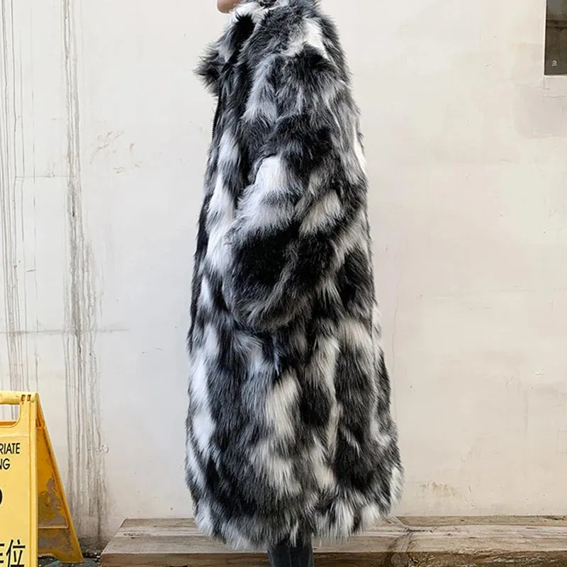 Loose Faux Fur Grey White Coat