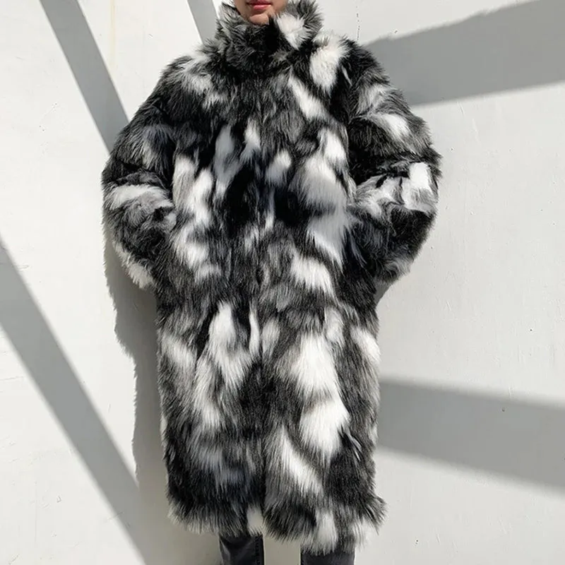 Loose Faux Fur Grey White Coat