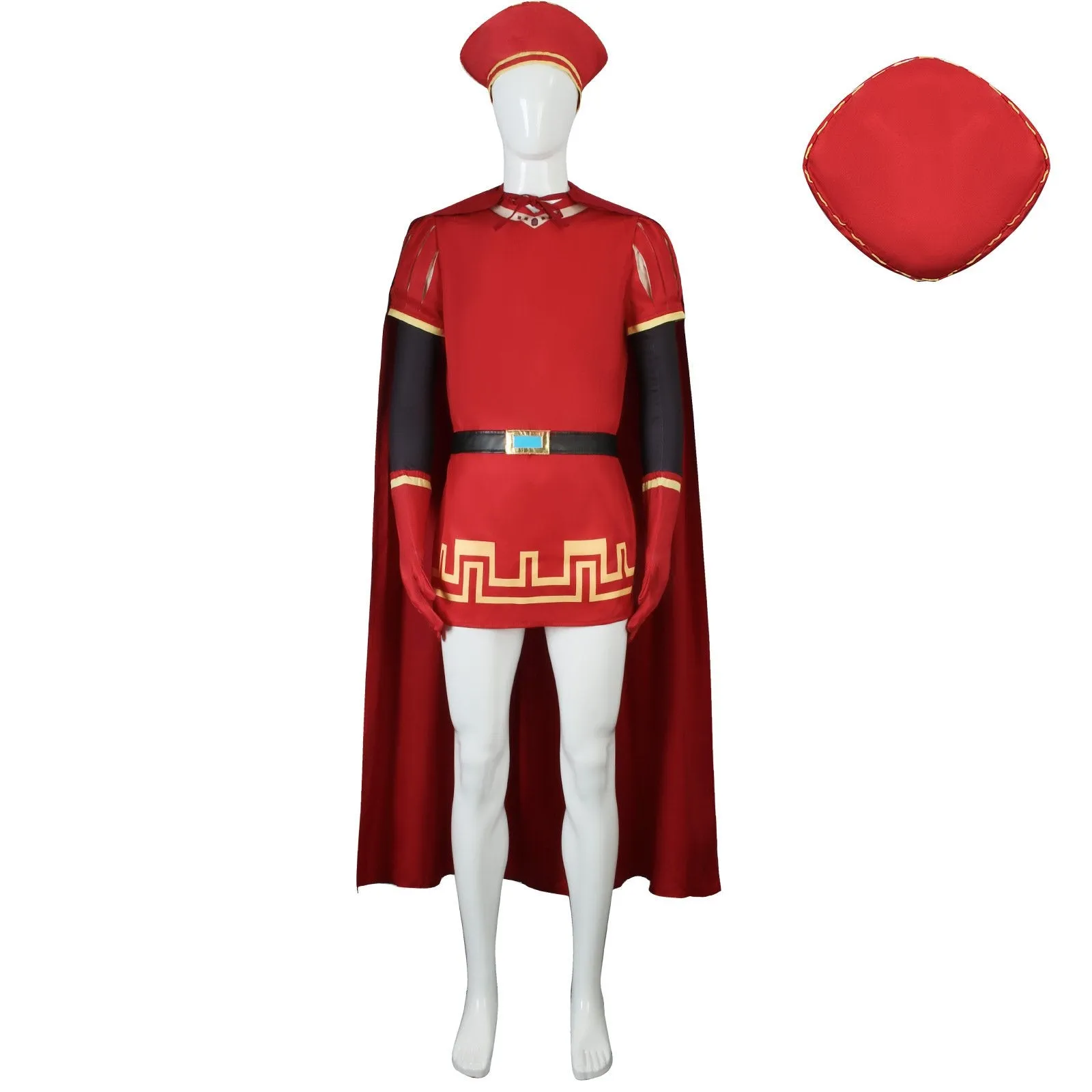 Lord Farquaad Halloween Cosplay Costume Shrek Red Robe Cape