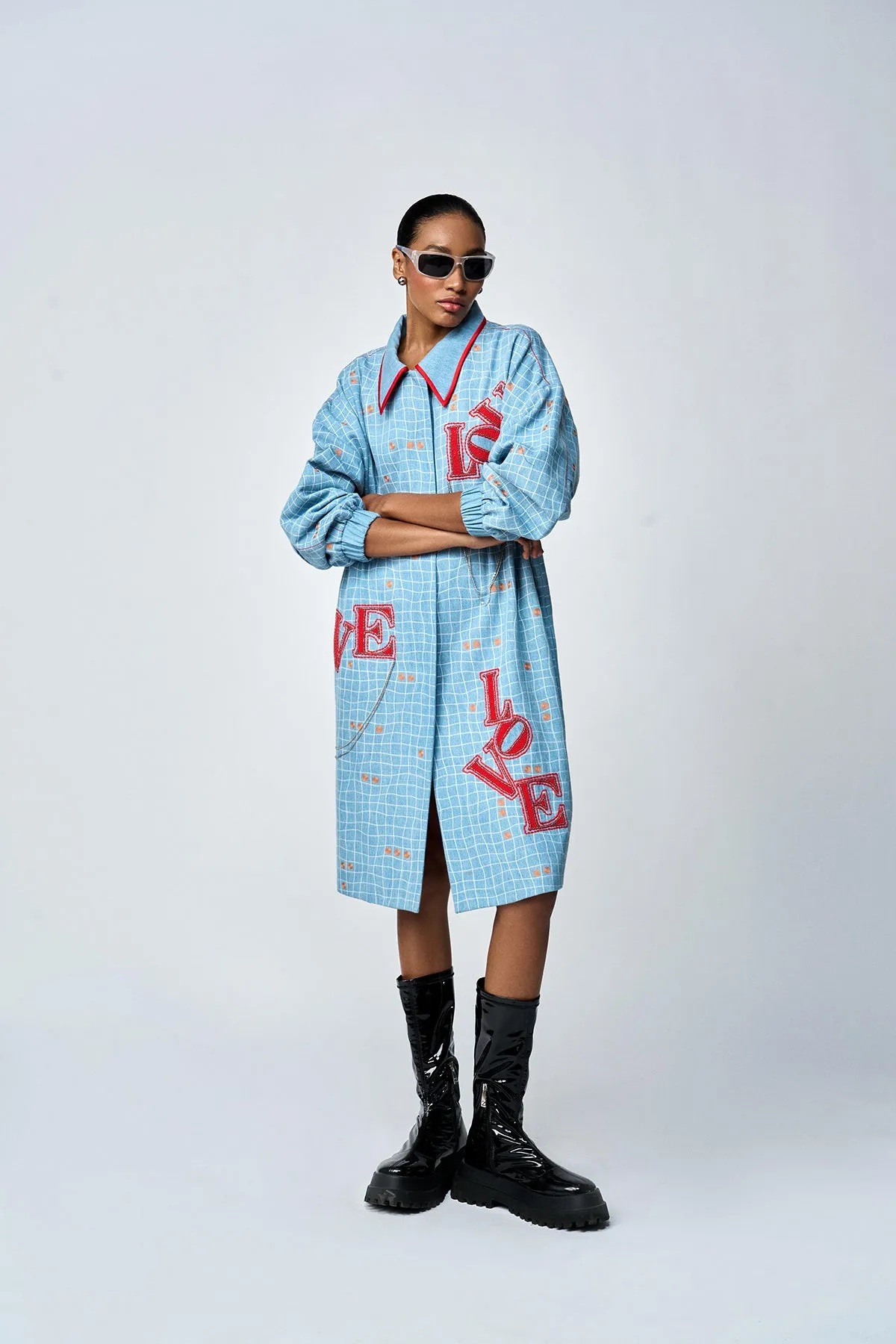 LOVE CHECKS PARKA DRESS