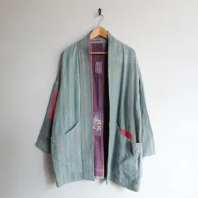 M Light Blue and Green Vertical Stripes Anoushka Jacket LL152