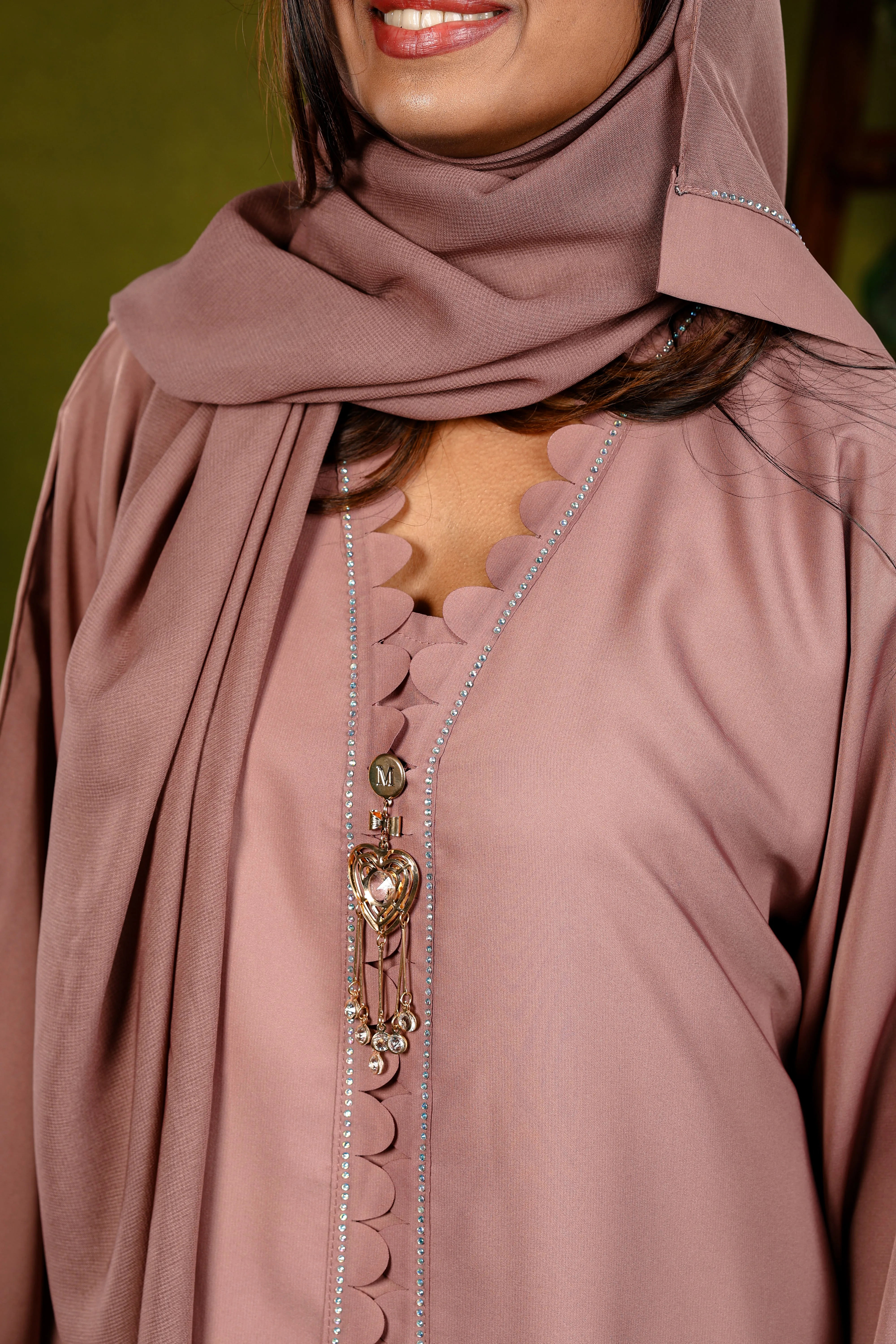 Marwa Blush Pink Layered Dubai Abaya | Dress Robe