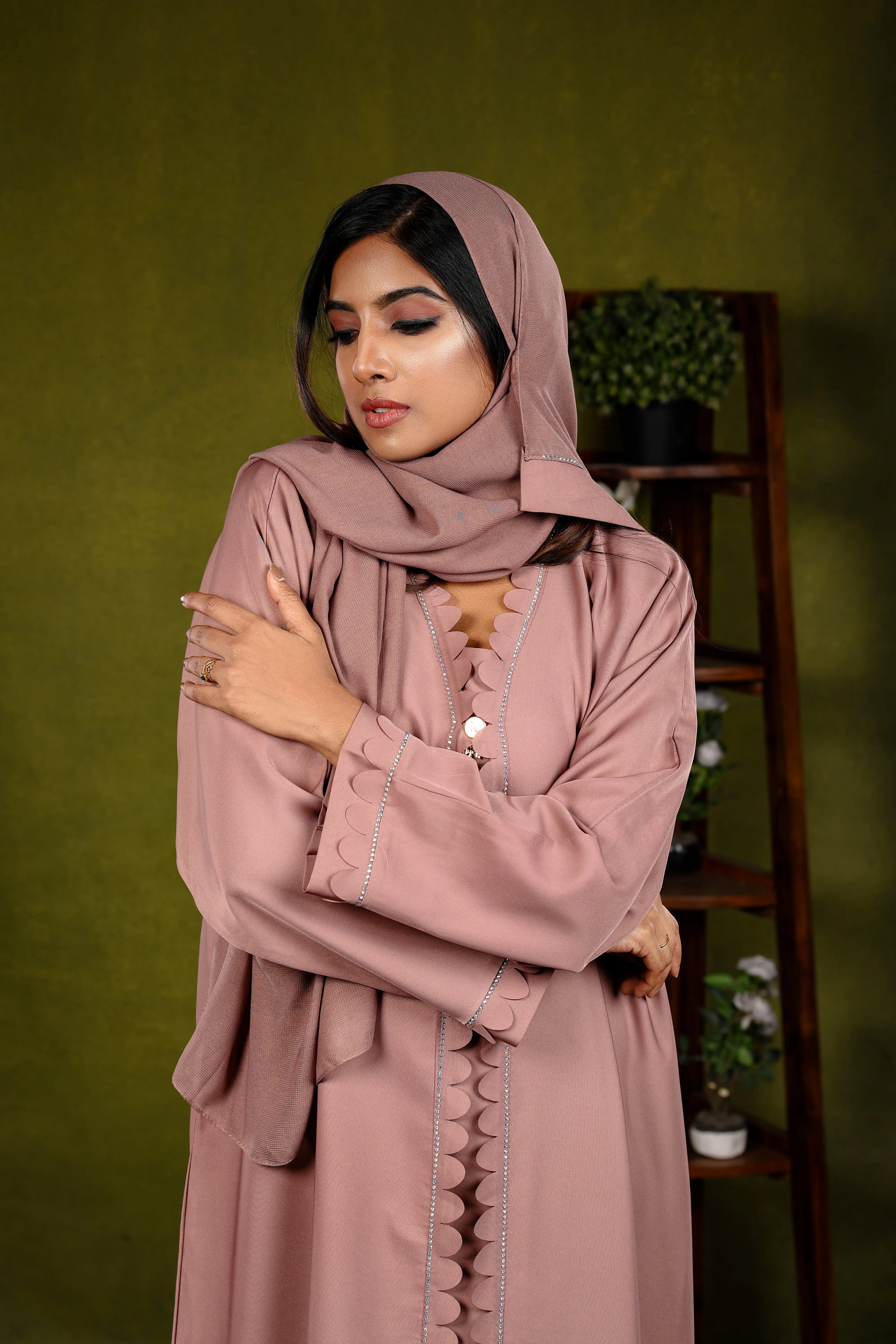 Marwa Blush Pink Layered Dubai Abaya | Dress Robe