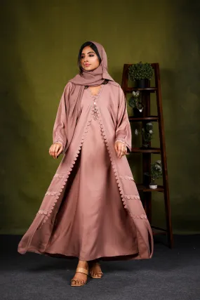 Marwa Blush Pink Layered Dubai Abaya | Dress Robe