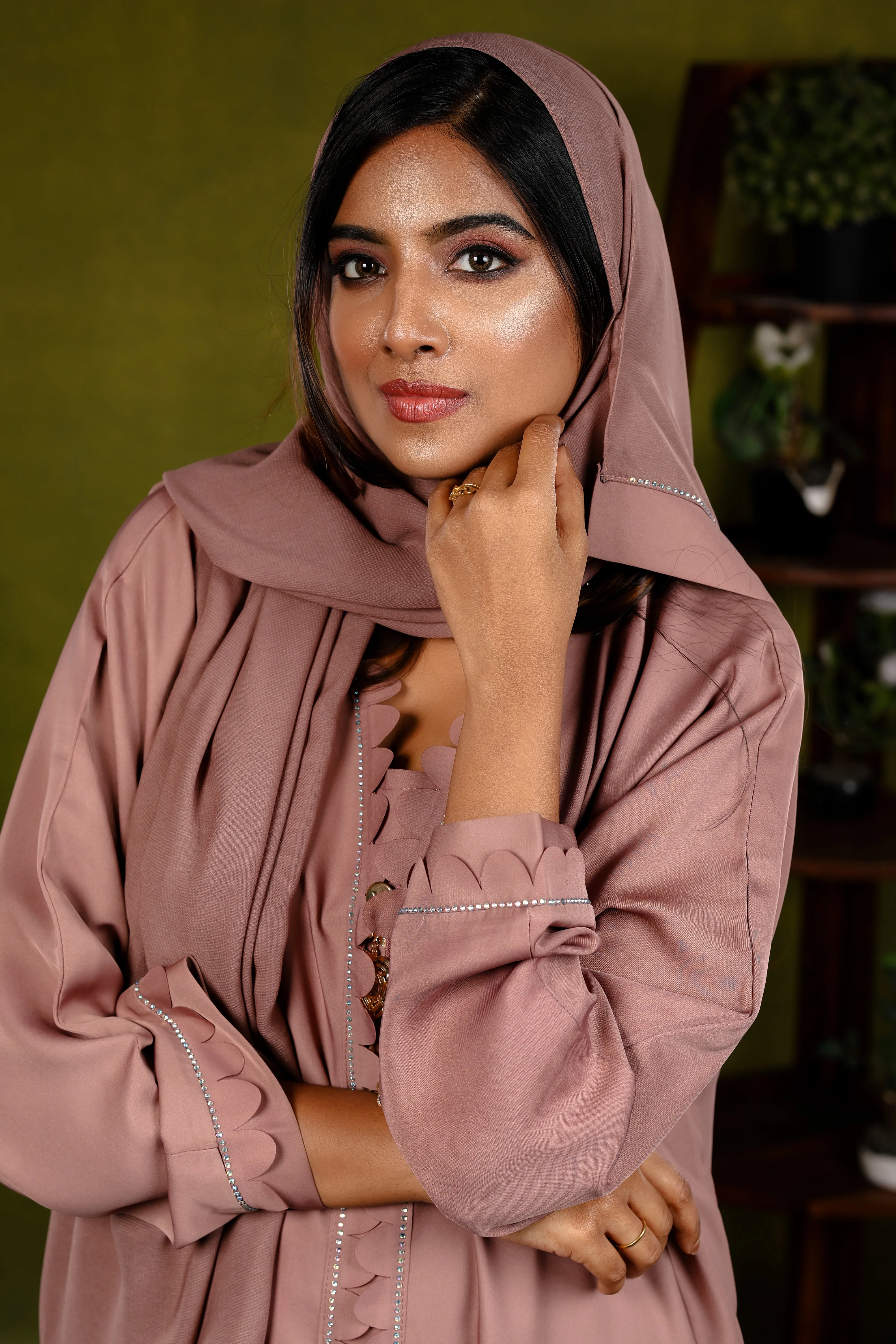 Marwa Blush Pink Layered Dubai Abaya | Dress Robe