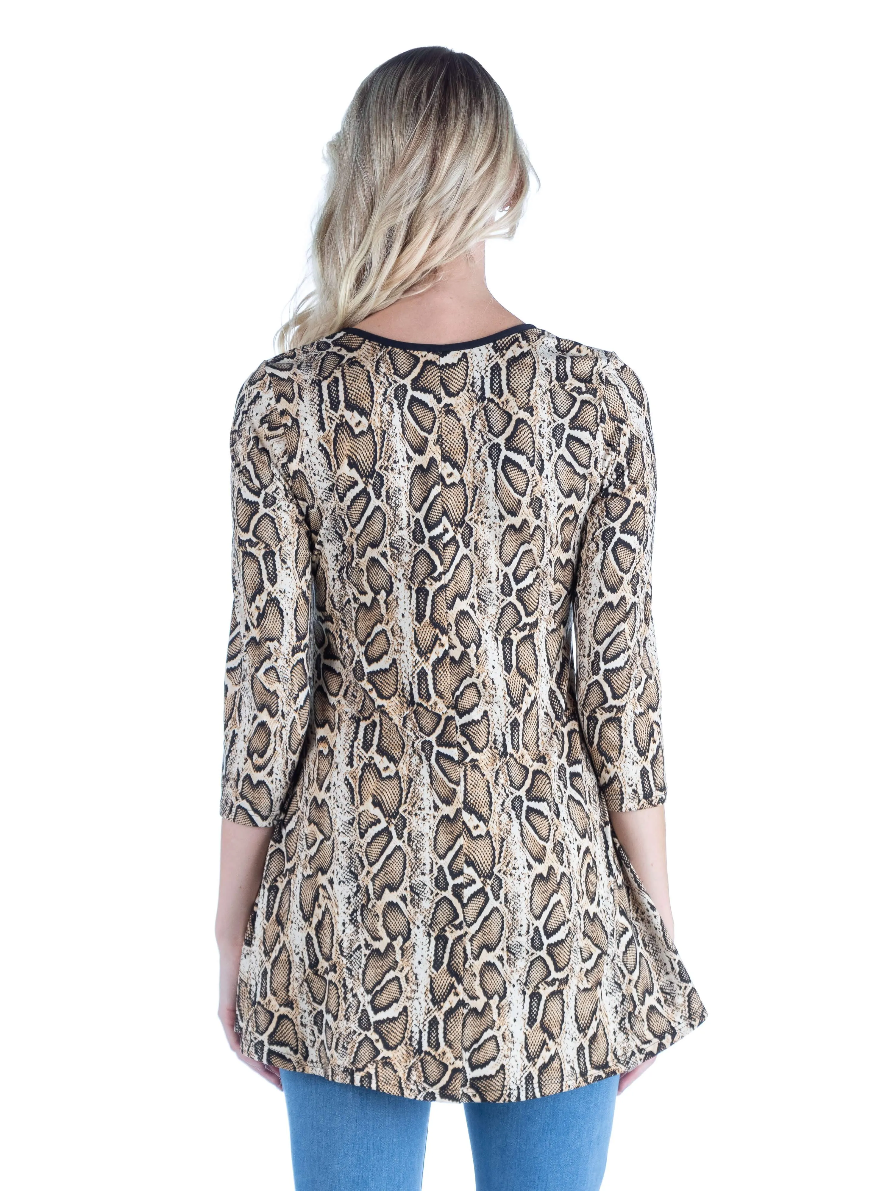 Maternity Snake Print Three Quarter Sleeve Tunic Top