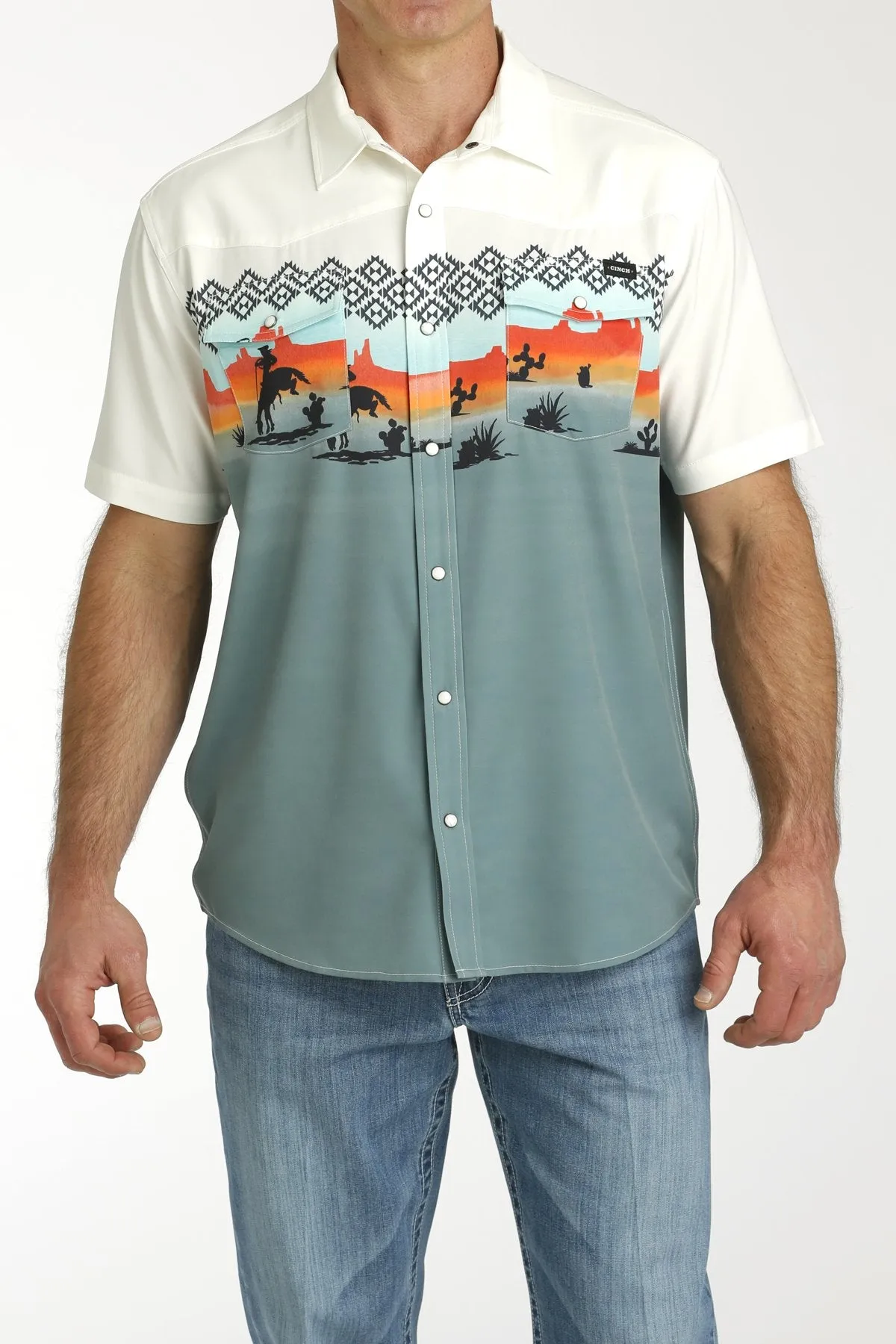 Men's Cinch Border Print Camp Shirt