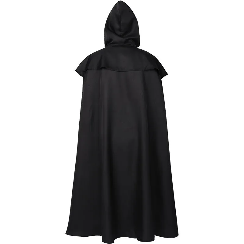 Men's Hooded Cape Robe Cloak Knight Costume Gothic Halloween Cosplay Costume Robe Wizard Tunic