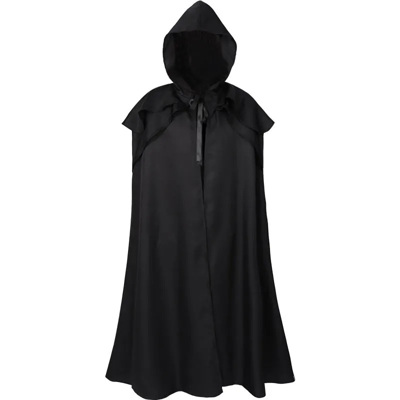 Men's Hooded Cape Robe Cloak Knight Costume Gothic Halloween Cosplay Costume Robe Wizard Tunic