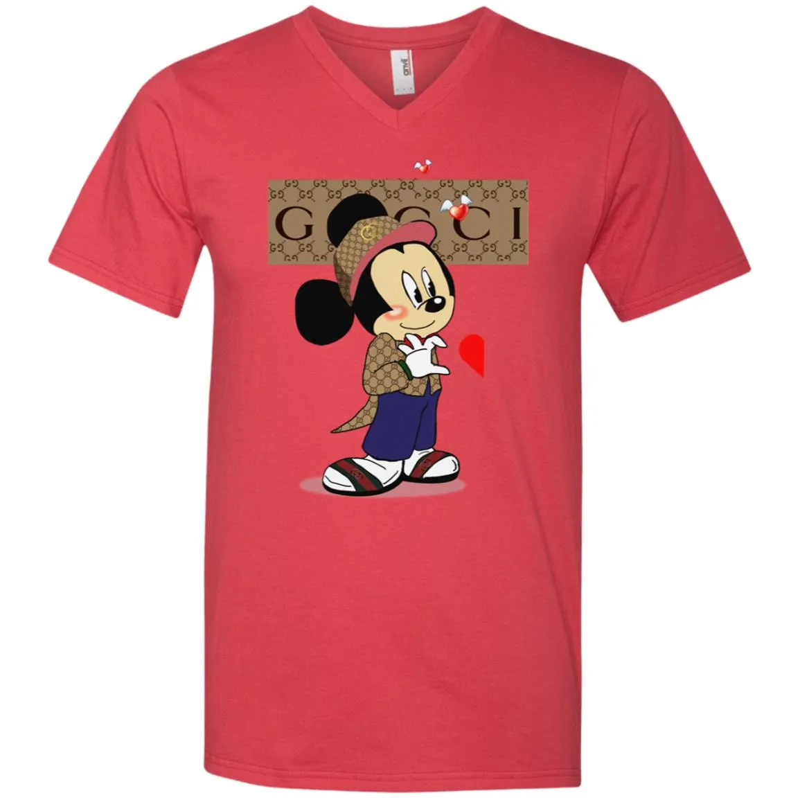 Mickey Mouse Love Couple T-shirt Valentine's Day T-shirt Men V-Neck T-Shirt