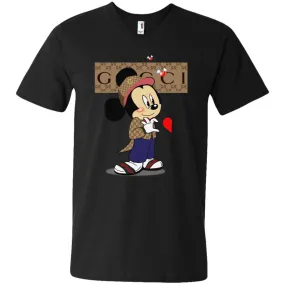 Mickey Mouse Love Couple T-shirt Valentine's Day T-shirt Men V-Neck T-Shirt