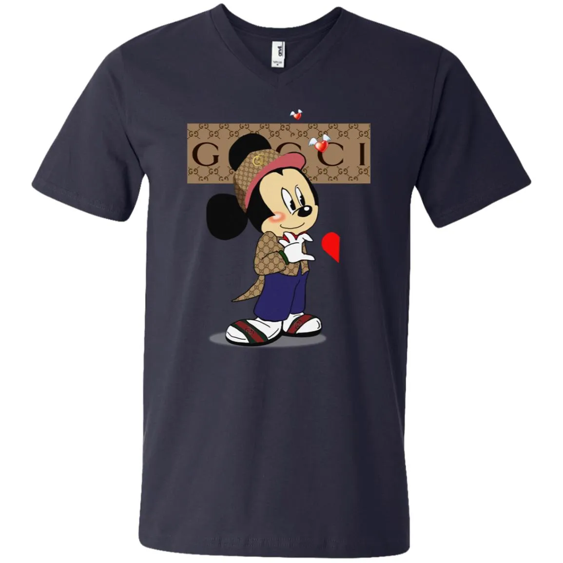 Mickey Mouse Love Couple T-shirt Valentine's Day T-shirt Men V-Neck T-Shirt