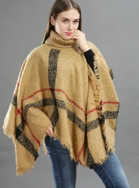 MIDDLE LENGTH HIGH-NECKED KNITWEAR CAPE SHAWL BLOUSE