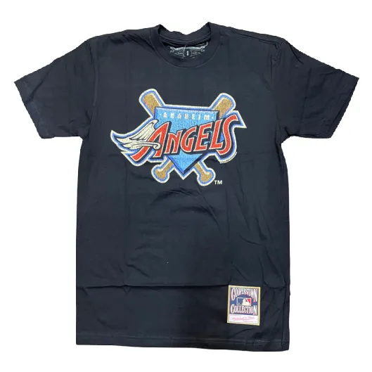 Mitchell & Ness Men's Under The Lights Anaheim Angels  Graphic Tee- Black