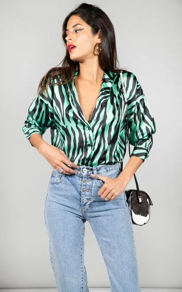 Monte Carlo Shirt In Green Zebra