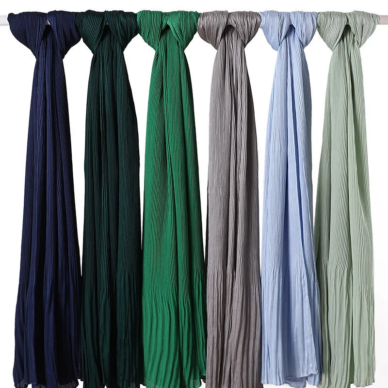 MS170 plain pleated hijab scarf