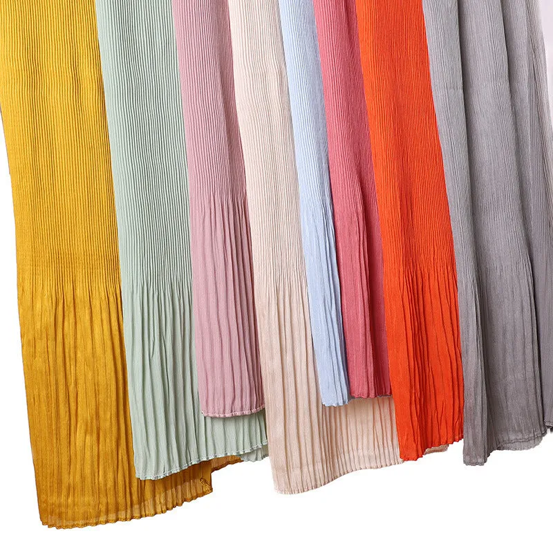 MS170 plain pleated hijab scarf