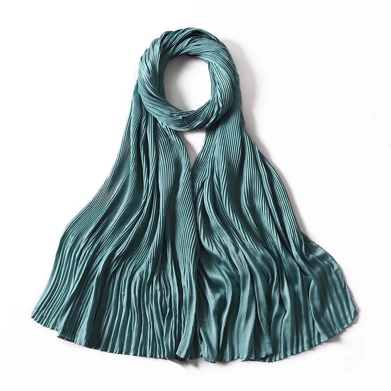 MS170 plain pleated hijab scarf