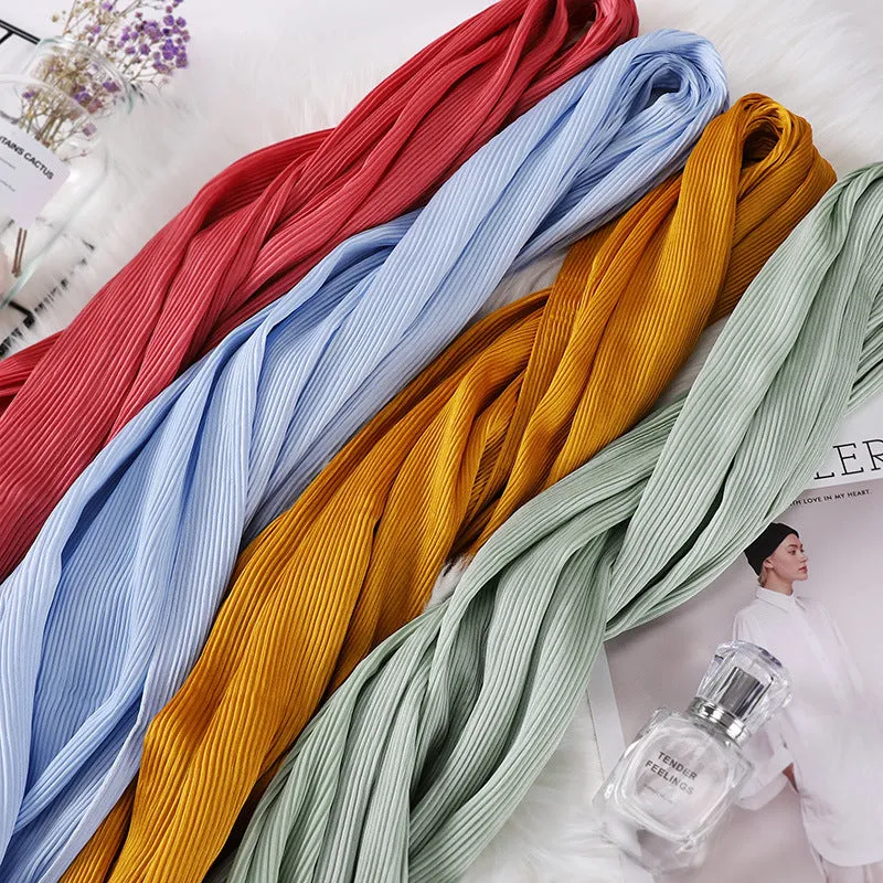 MS170 plain pleated hijab scarf