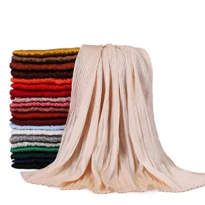 MS170 plain pleated hijab scarf