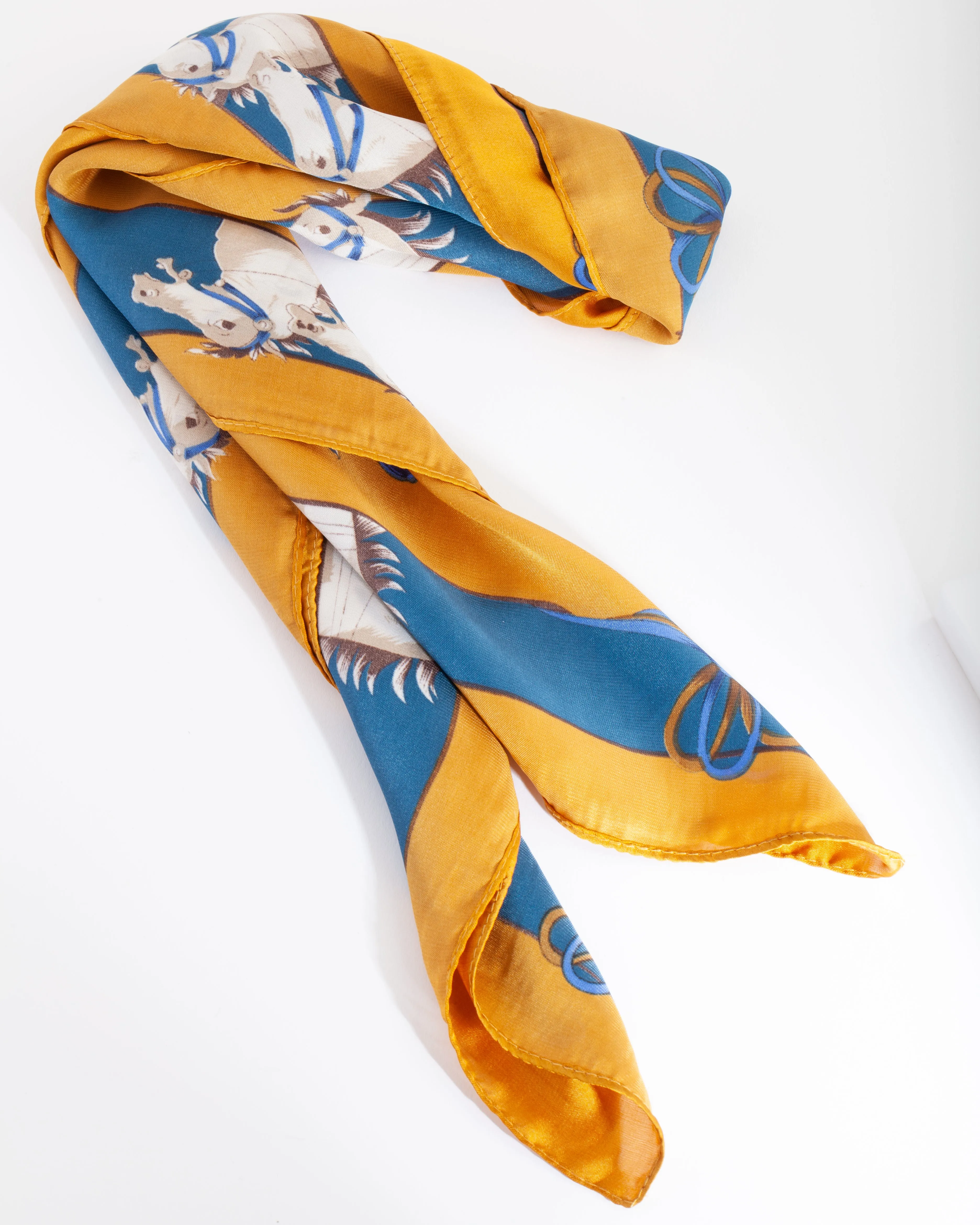 Mustard Luxe Horse Scarf