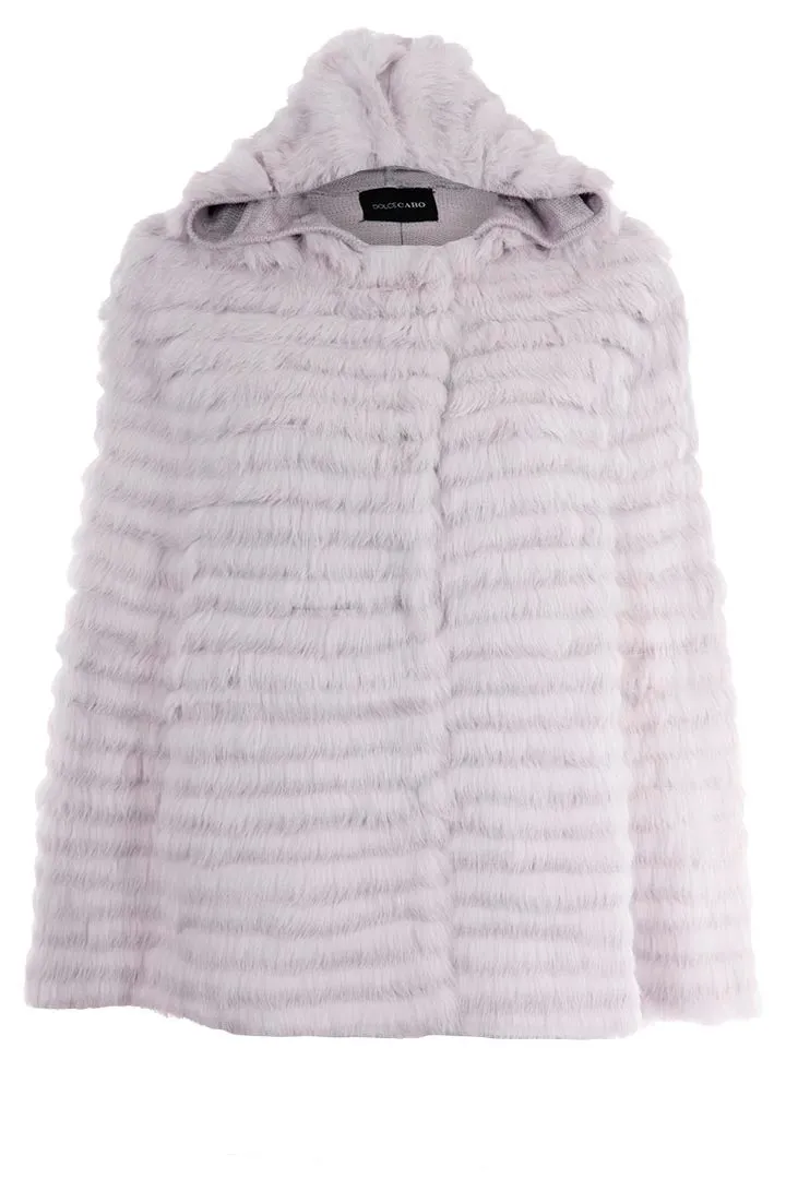 Natural Fur Hooded Cape