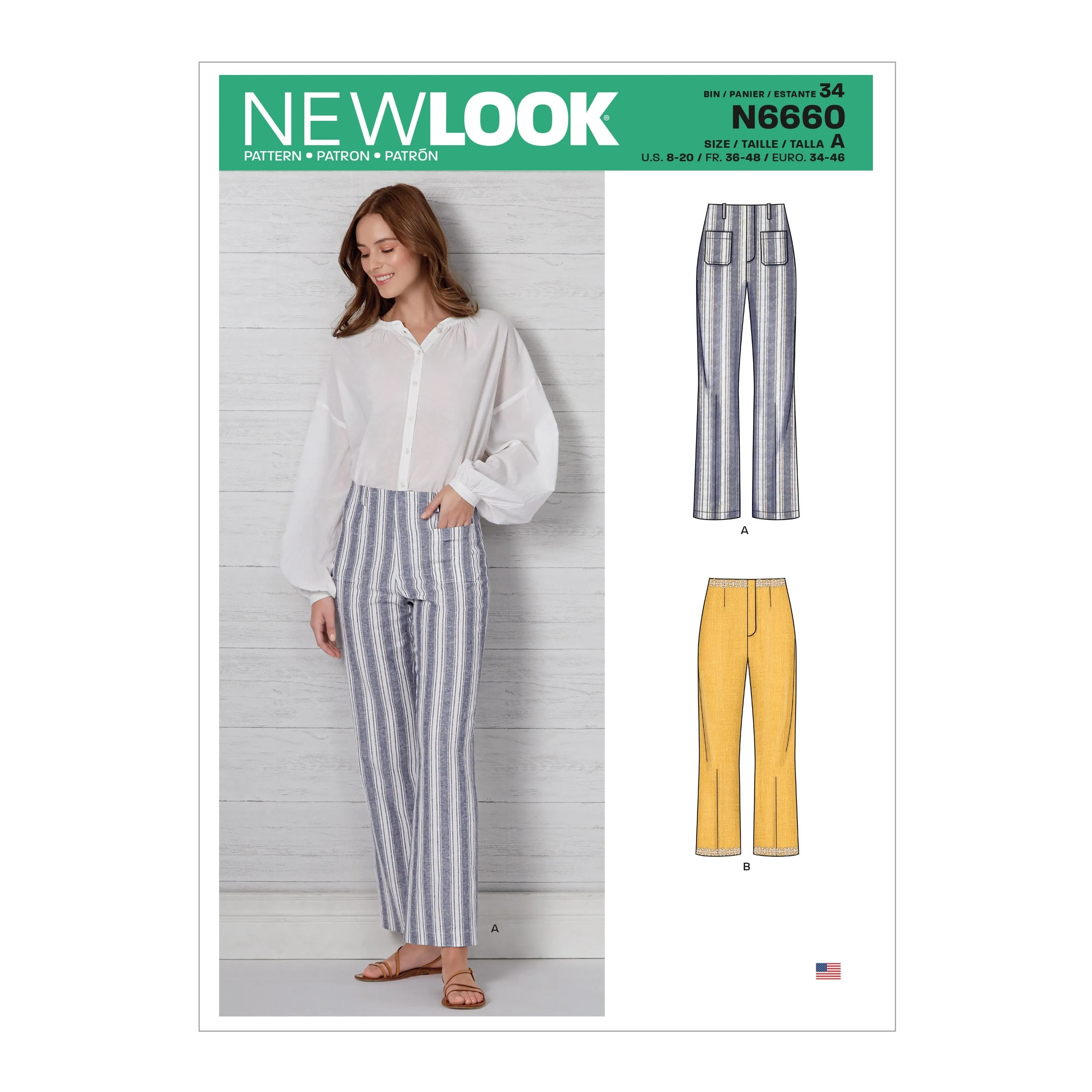 Newlook Pattern N6660 Misses' High Waisted Flared Pants In Two Lengths