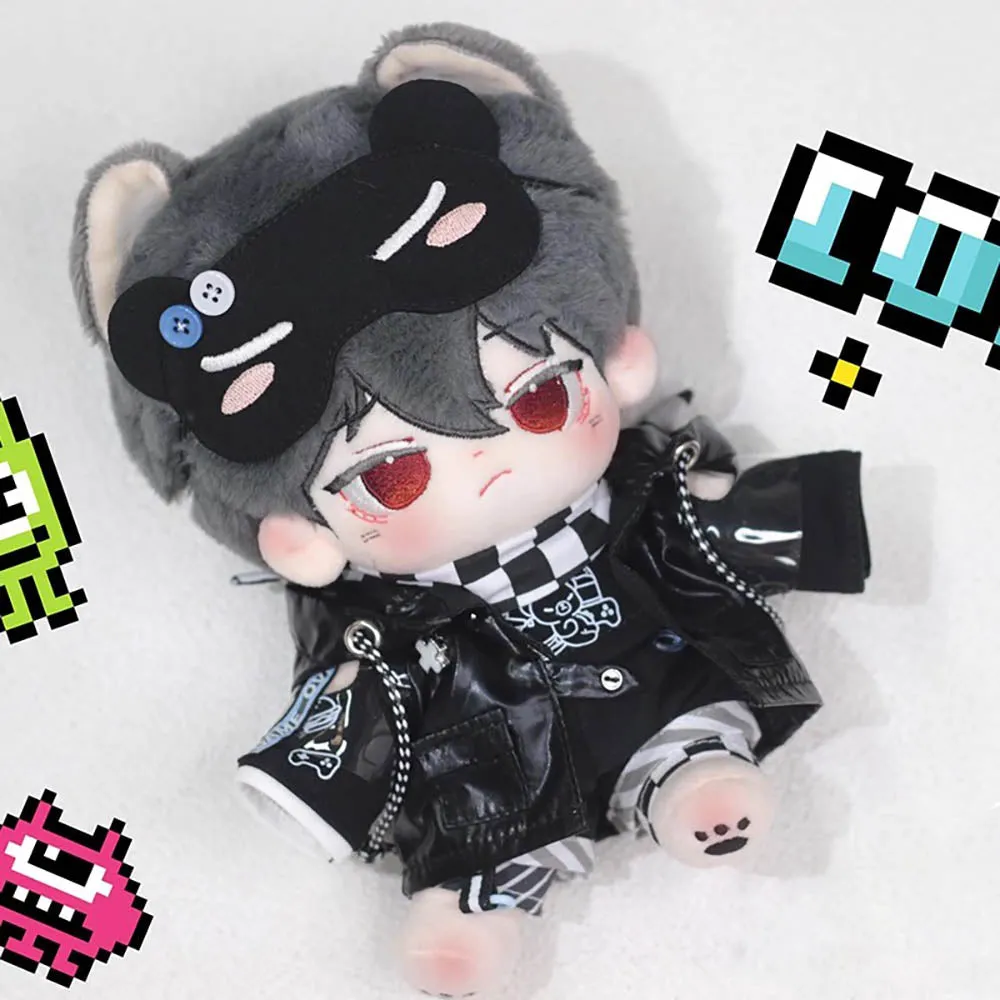 niannyyhouse 20cm Doll Clothes Hoodie T-Shirt Shorts Eye Mask Leg Warmers Black White Scarf Plaid Suit 8in Stuffed Doll Dressup