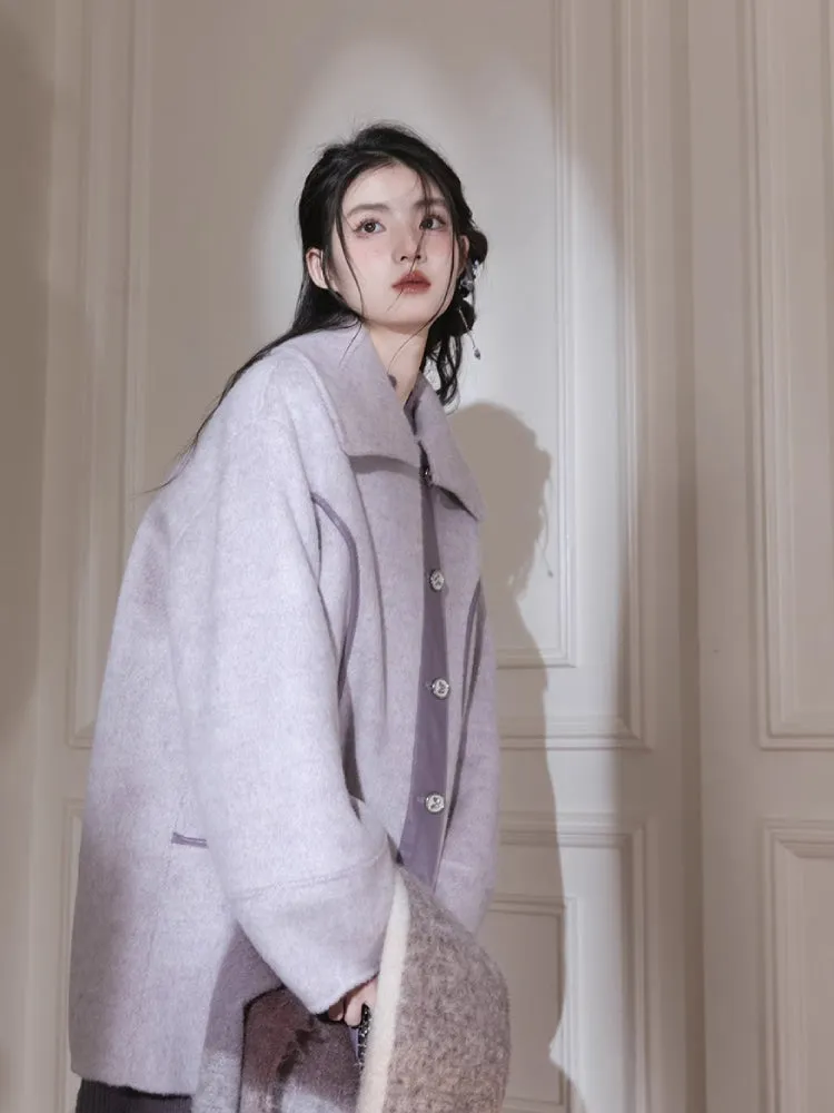 Night purple wool coat【s0000005788】