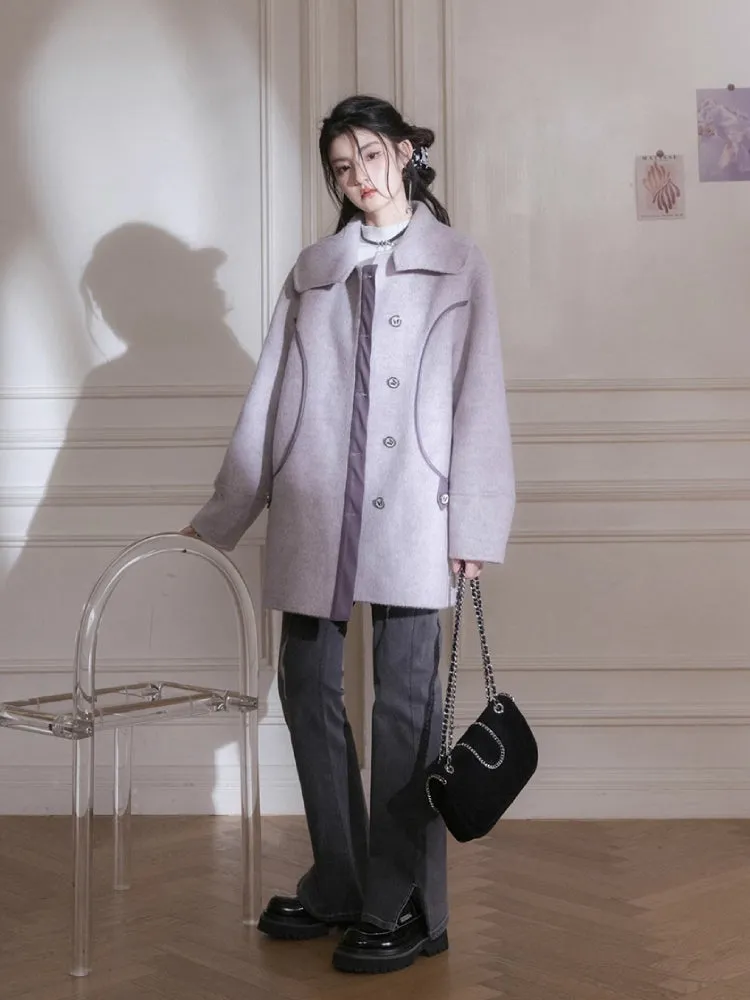 Night purple wool coat【s0000005788】