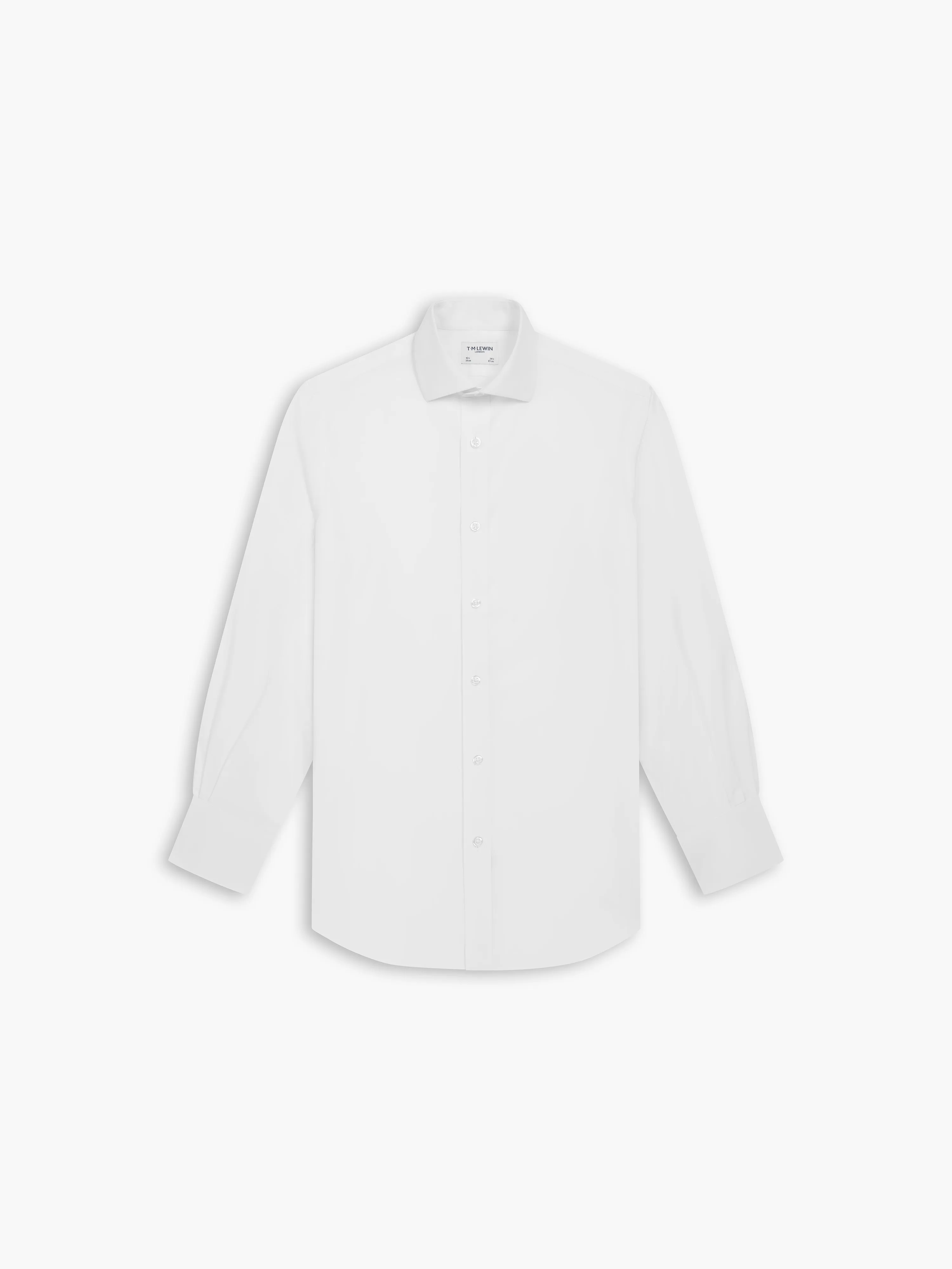 Non-Iron White Poplin Fitted Single Cuff Classic Collar Shirt