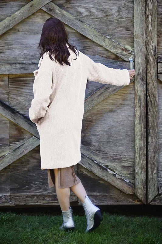 Oatmeal Side Pocket Collar Fur Coat