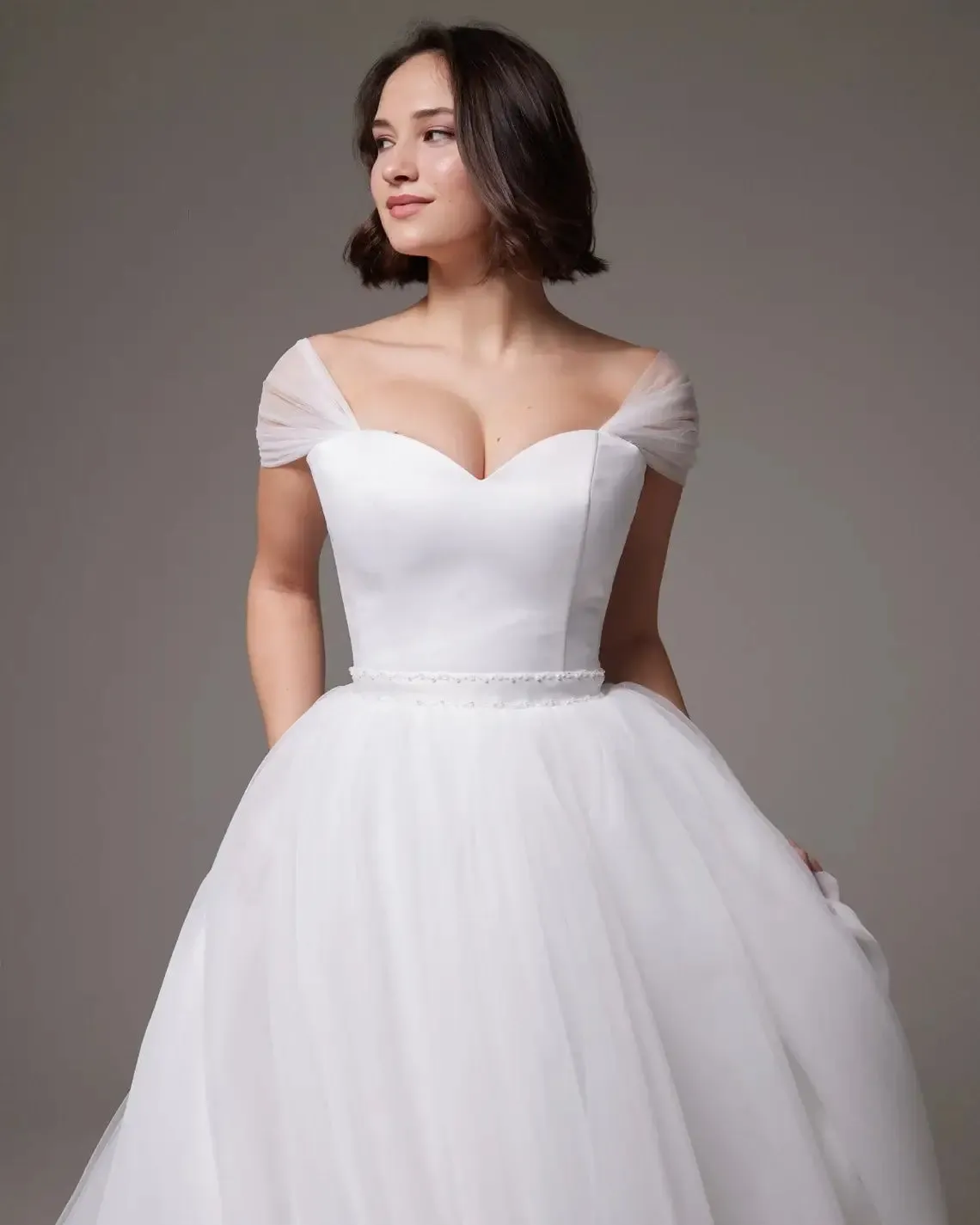 Off The Shoulder Elopement short wedding dress Corset Back