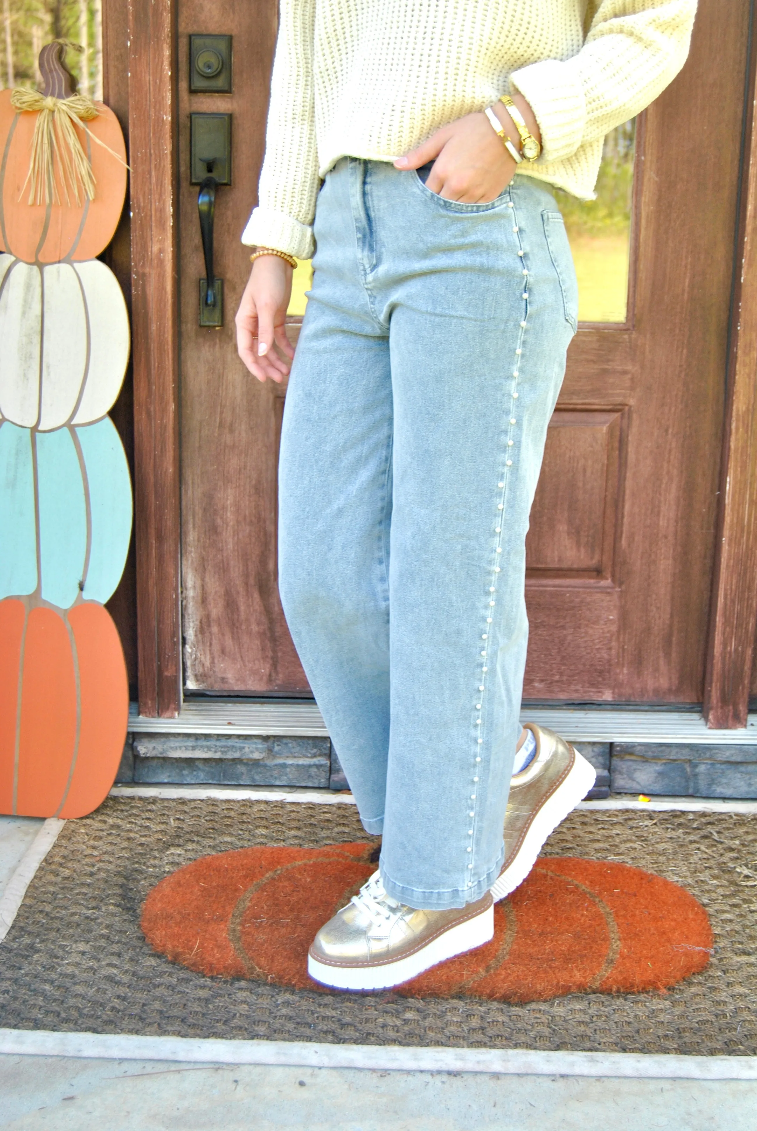 Paisley Pearl Wide Leg Jeans