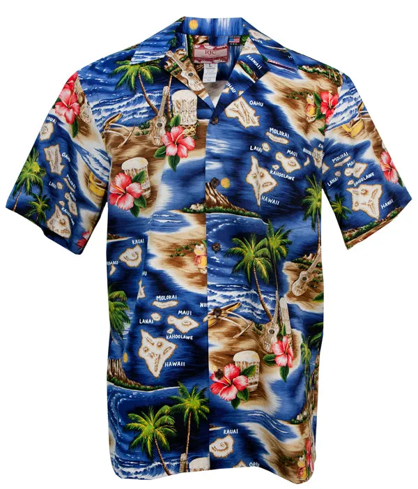 Palm Isle Mens Shirt in Navy